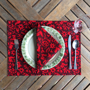 Set of Four Placemats - Pasto Print Red