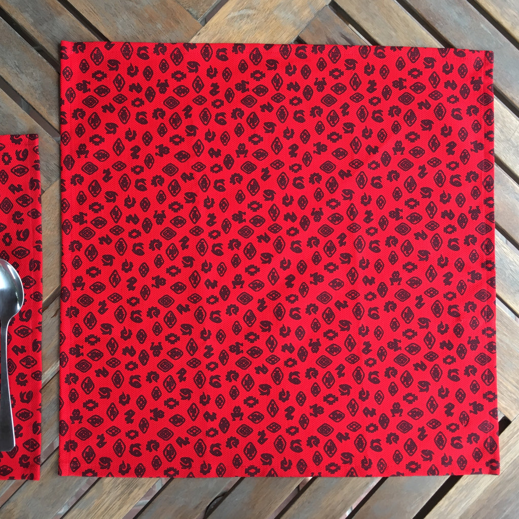 Set of Four Cotton Napkins - Fauna de la Costa Print Red
