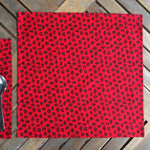 Set of Four Cotton Napkins - Fauna de la Costa Print Red
