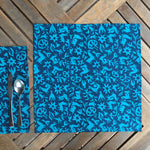 Set of Four Napkins - Pasto Print Turquoise