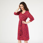 Belted Tunic Dress - Pasto Print Purple and Red