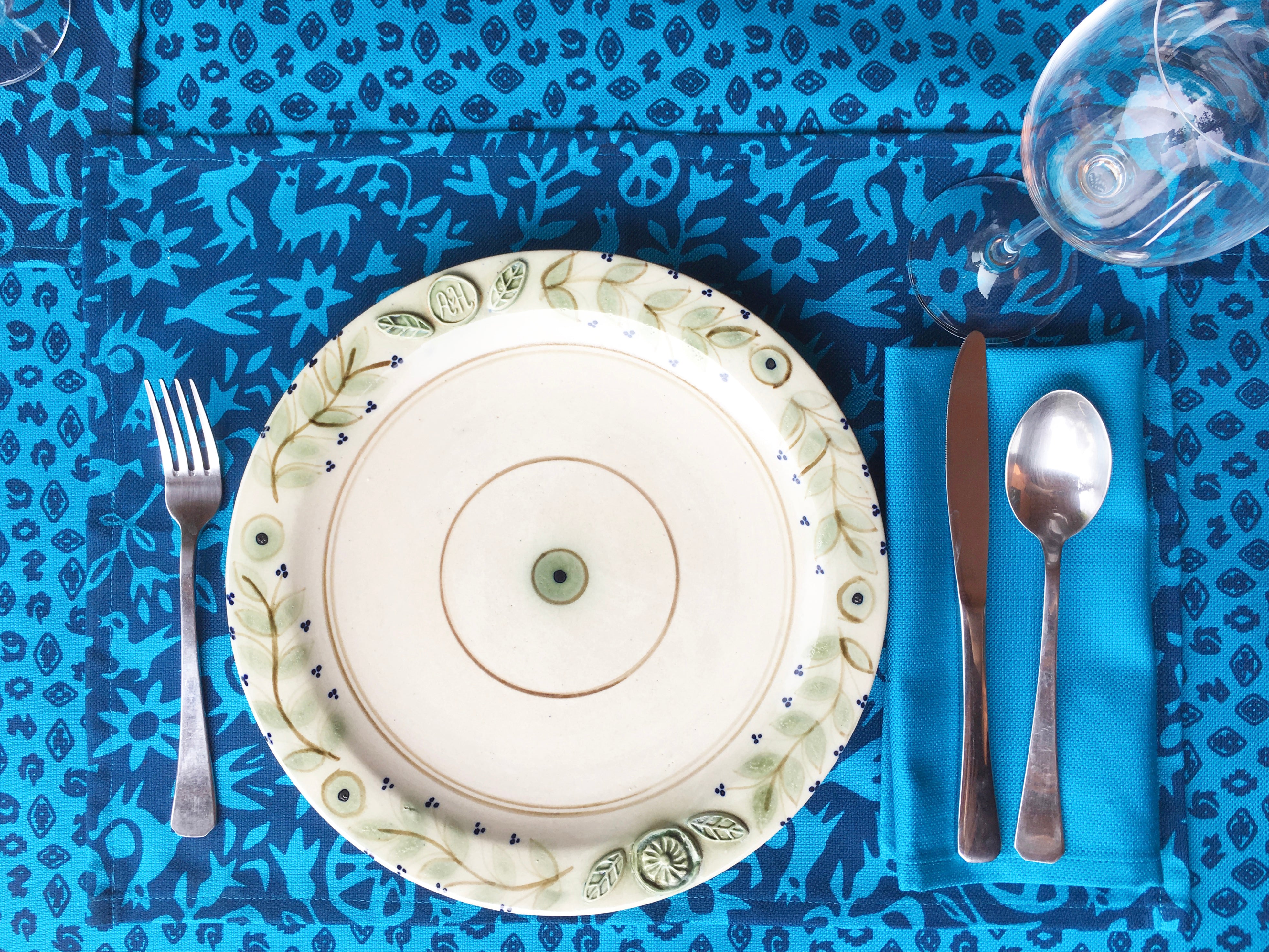 Set of Four Placemats - Pasto Print Turquoise
